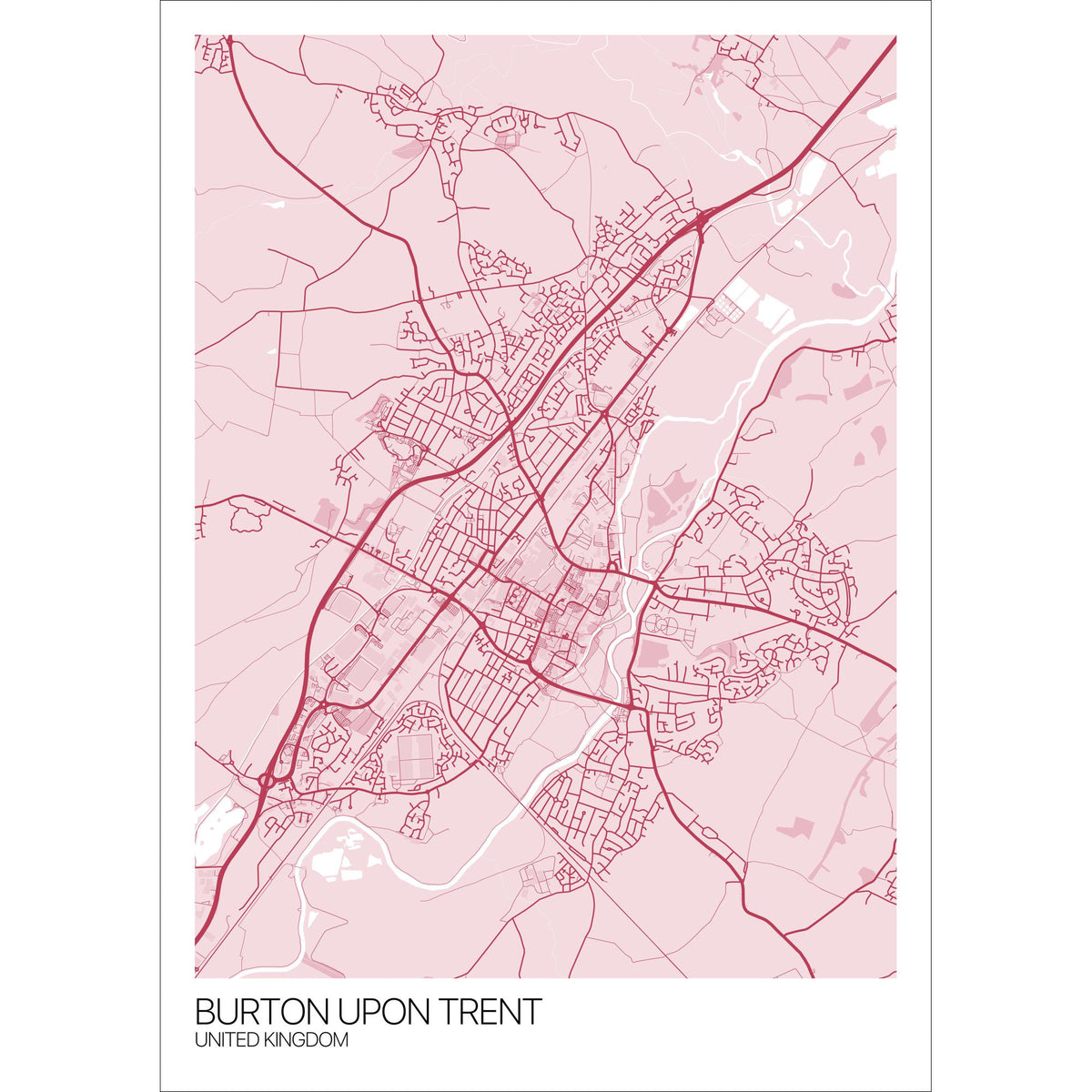 Burton upon Trent Map Art Print Free International Shipping