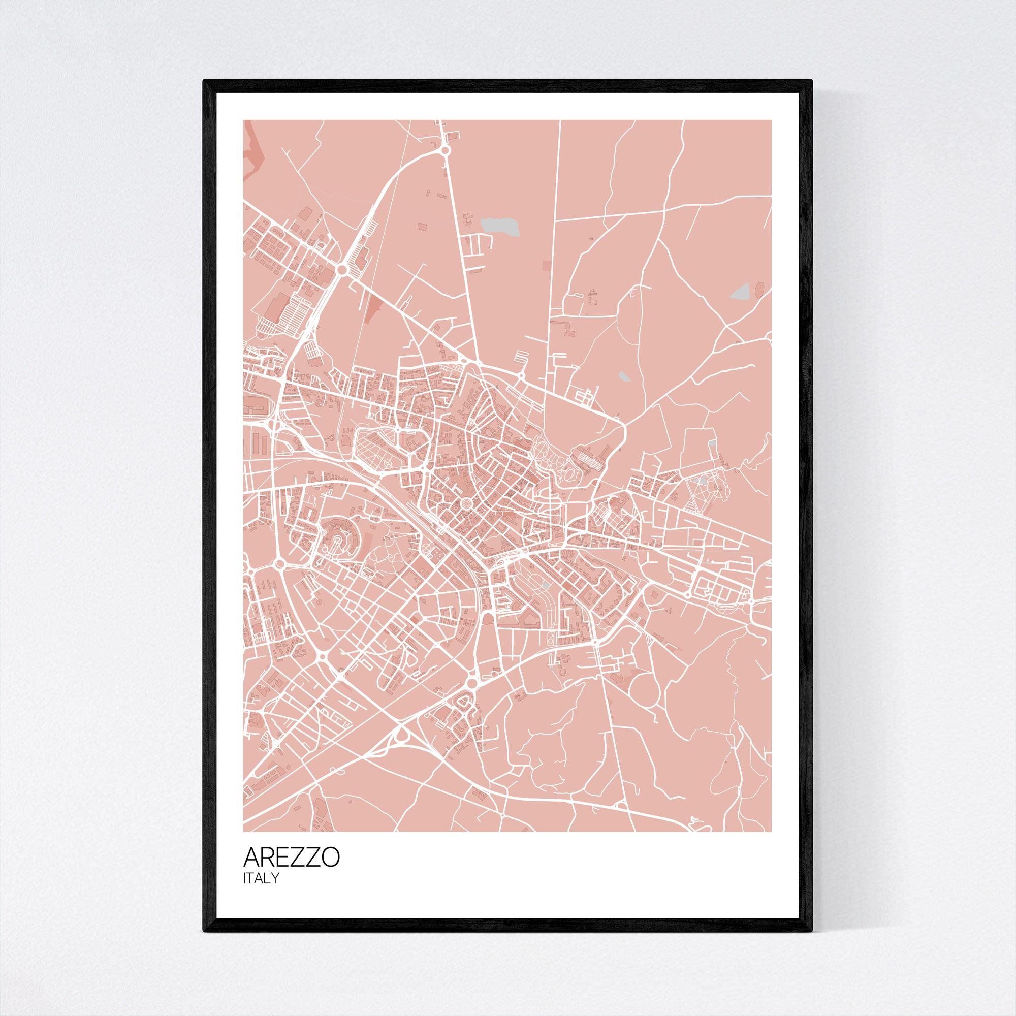 Arezzo Map Art Print Free International Shipping Mapply