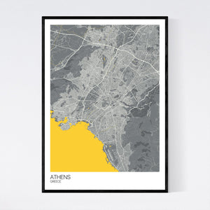 Athens City Map Print