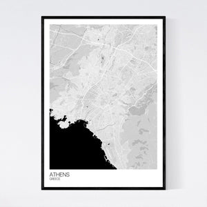 Athens City Map Print