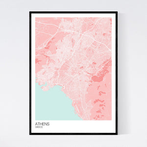 Athens City Map Print