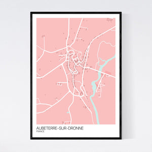 Aubeterre-sur-Dronne Town Map Print