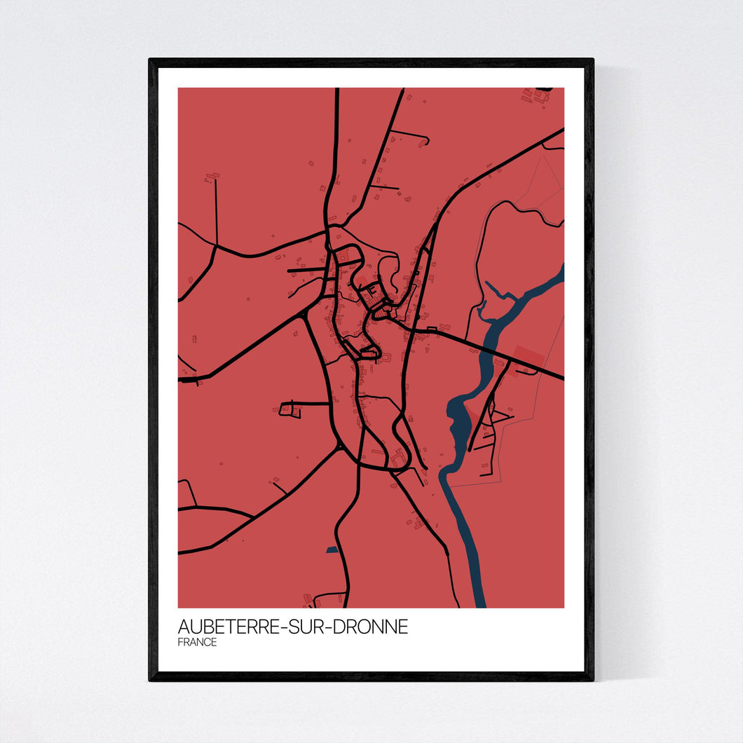 Aubeterre-sur-Dronne Town Map Print