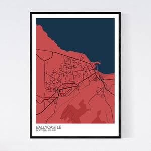 Ballycastle Town Map Print