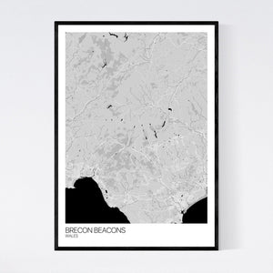 Brecon Beacons Region Map Print