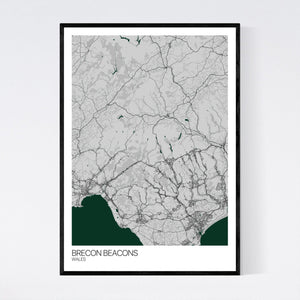 Brecon Beacons Region Map Print