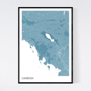 Cambodia Country Map Print