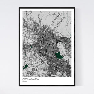 Cochabamba City Map Print