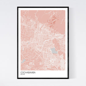 Cochabamba City Map Print