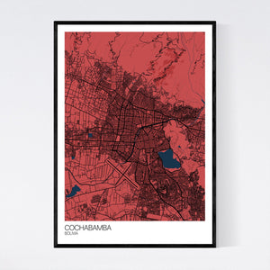 Cochabamba City Map Print