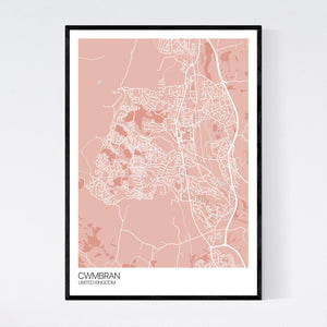 Cwmbran City Map Print