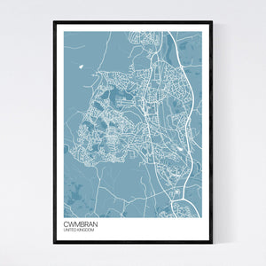 Cwmbran City Map Print