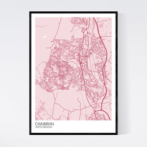 Cwmbran City Map Print