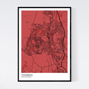 Cwmbran City Map Print