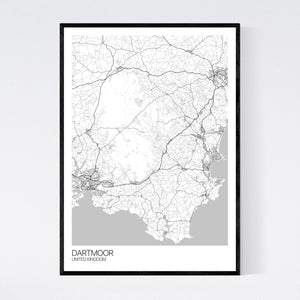 Map of Dartmoor, United Kingdom