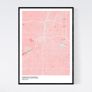 Grand Rapids City Map Print