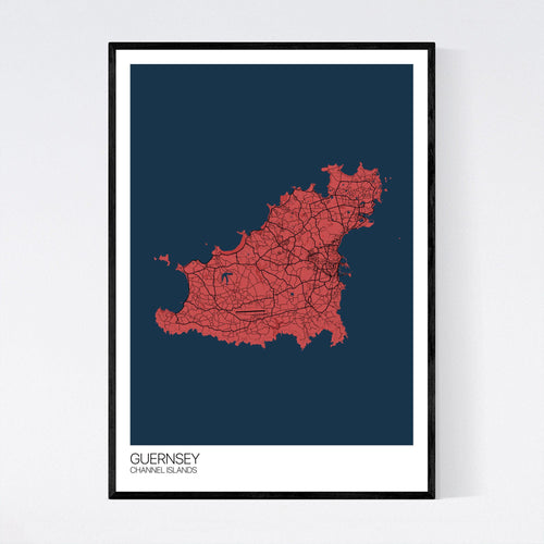 Map of Guernsey, Channel Islands