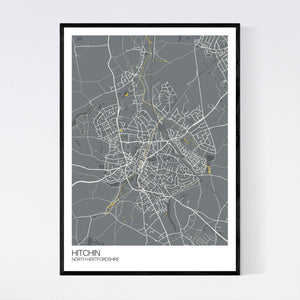 Hitchin Town Map Print