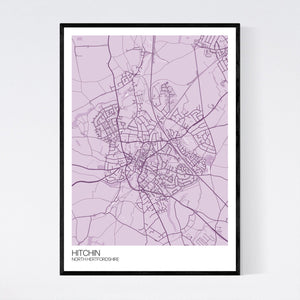 Hitchin Town Map Print