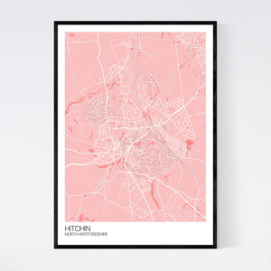 Hitchin Town Map Print