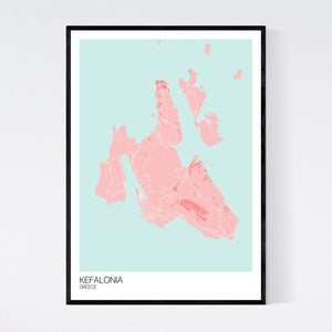 Kefalonia Island Map Print