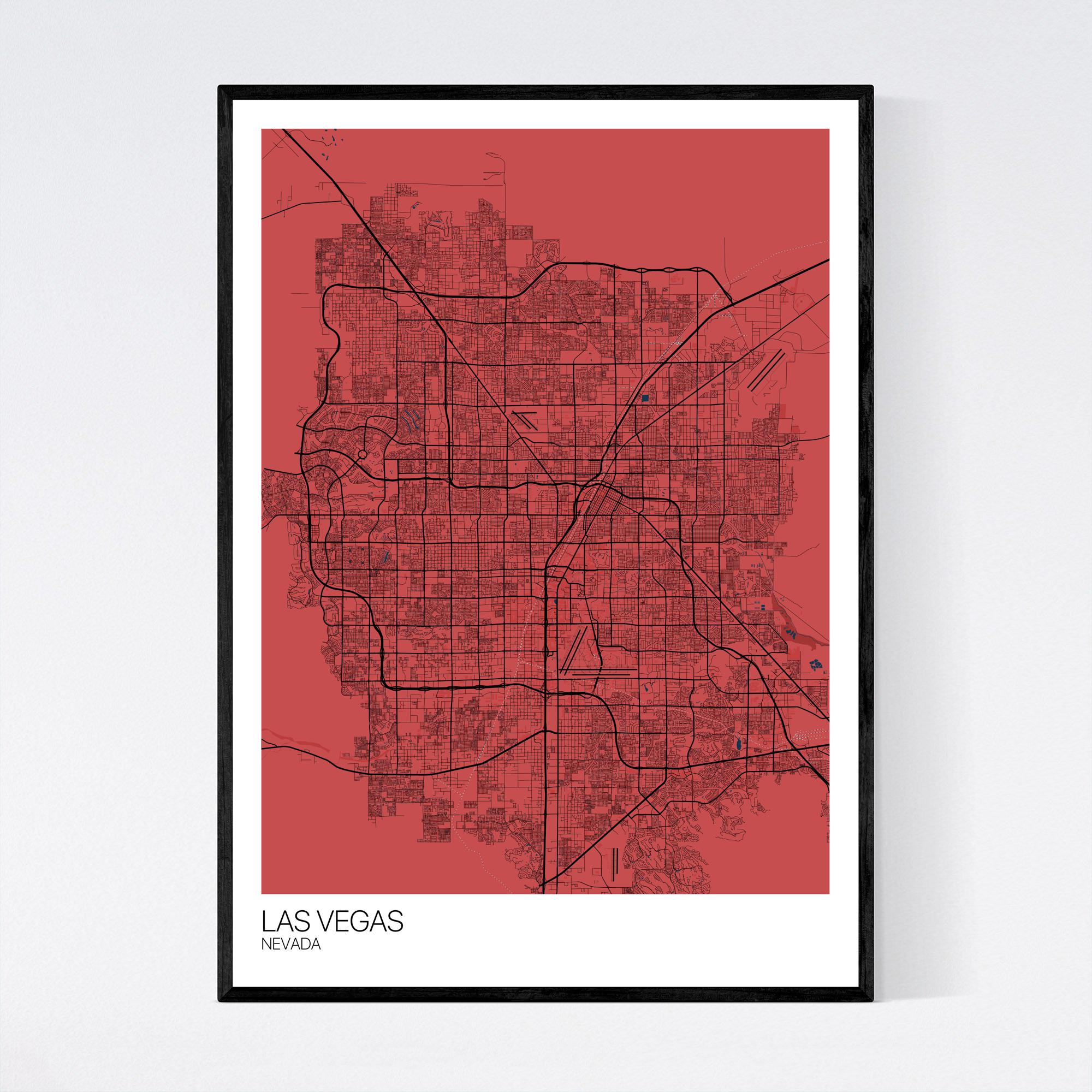 Las Vegas City Map On Paper Print