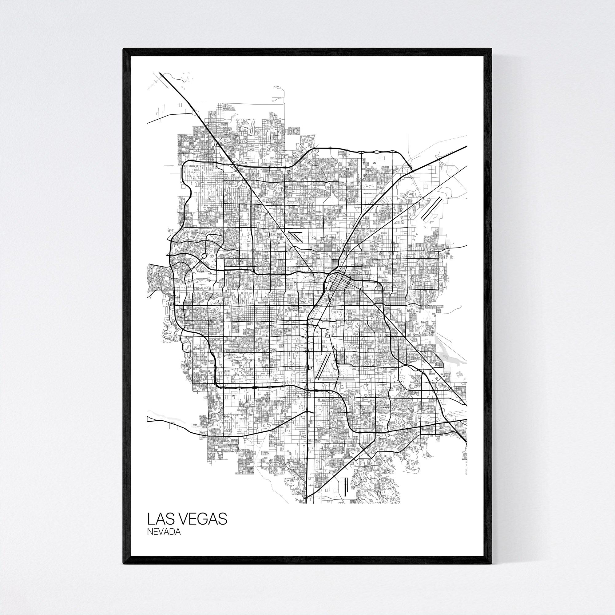 Las Vegas City Map On Paper Print