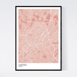 Limoges City Map Print