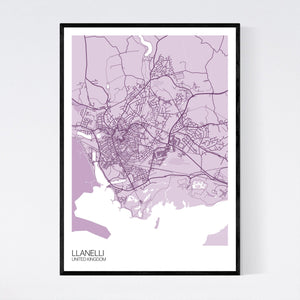 Llanelli City Map Print