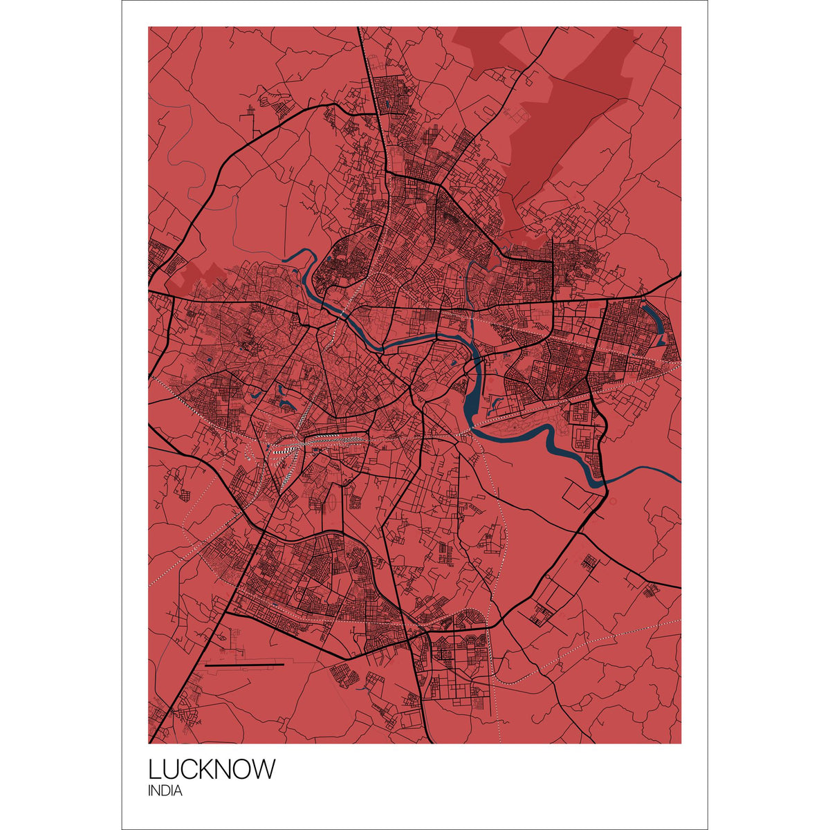 Lucknow Map Art Print - Free International Shipping! - Mapply.co