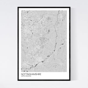 Nottinghamshire Region Map Print