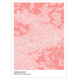 Map of Sarajevo, Bosnia and Herzegovina