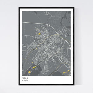 Sibiu Town Map Print