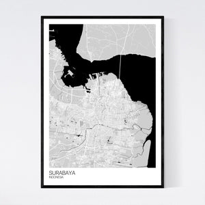 Surabaya City Map Print