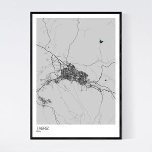 Tabriz City Map Print