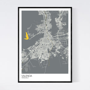 Valencia City Map Print