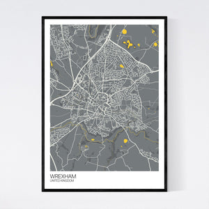 Wrexham City Map Print