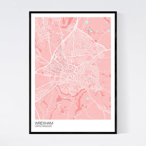 Wrexham City Map Print