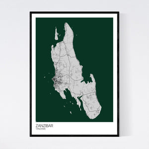Zanzibar Island Map Print