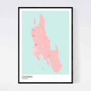 Zanzibar Island Map Print